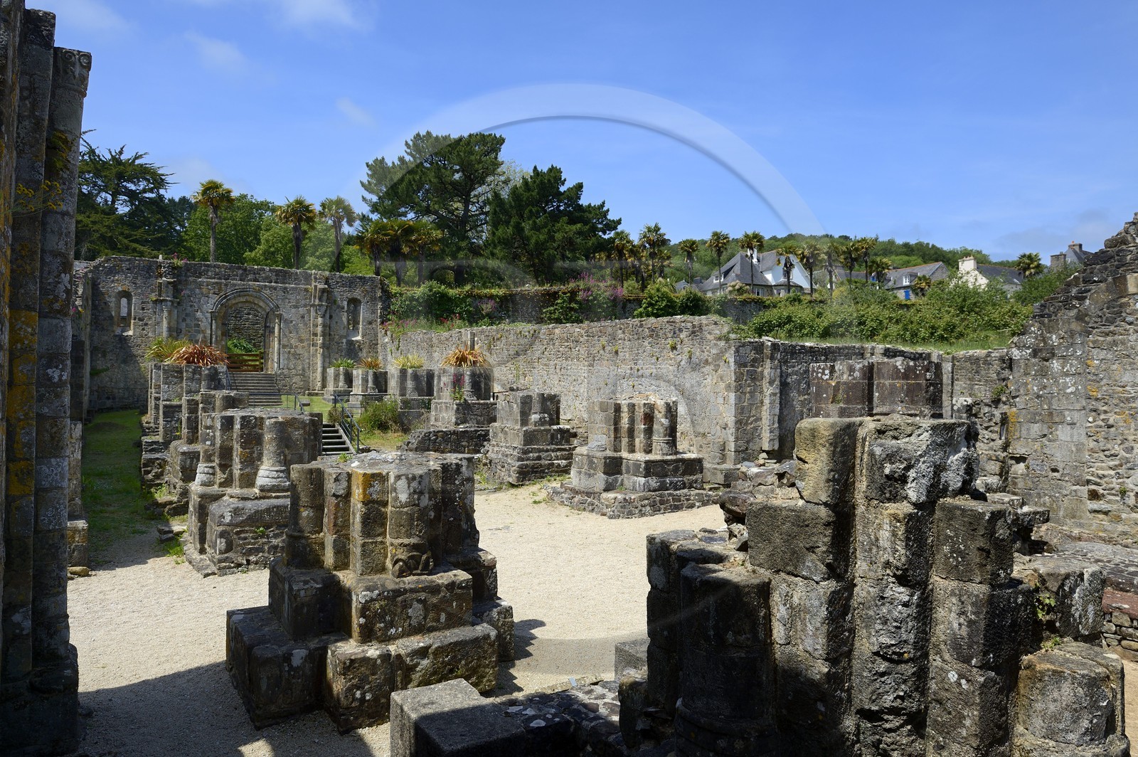 France, Finistère (29), , Mer d'Iroise, parc naturel régional d'Armorique, Presqu'île de Crozon, ruines de l'ancienne Abbaye Saint-Guénolé de Landévennec