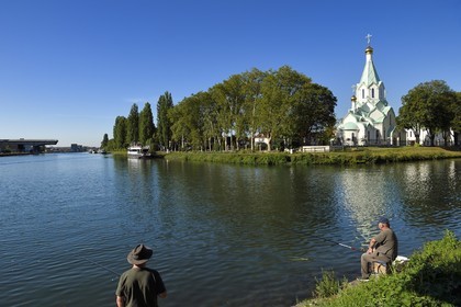 France, Bas Rhin, Strasbourg, Quartier des Quinze (District of the Fifteen), the Orthodox Church of All Saints on the banks of the Marne-Rhine Canal