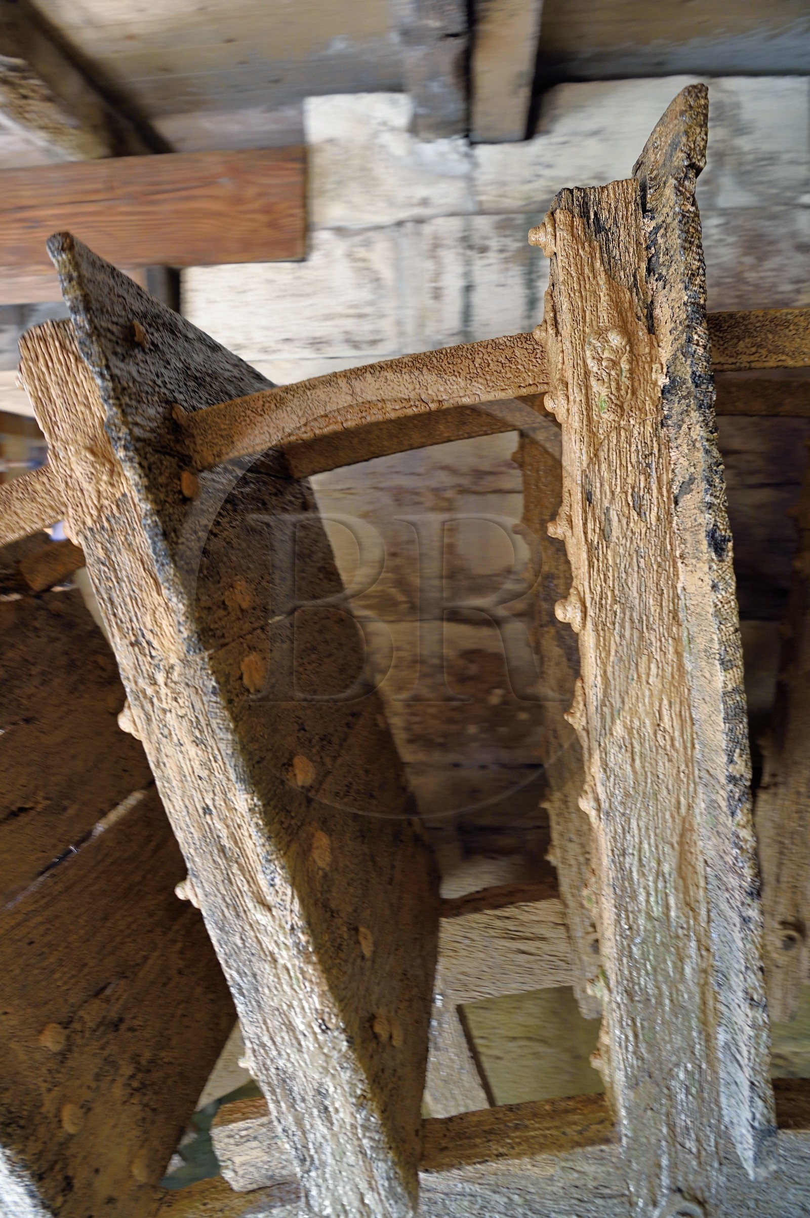 France, Charente (16), Bassac, moulin de Bassac, la roue à aubes