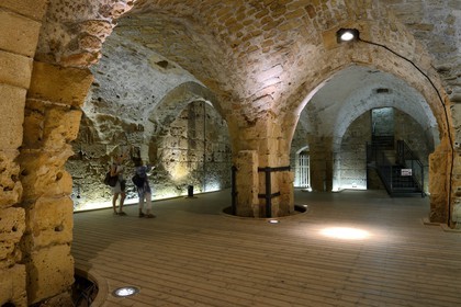 Israel, district Nord, Galilée, Acre (Akko), vieille ville, classée Patrimoine Mondial de l'UNESCO, la citadelle des Hospitaliers, le sous-sol du donjon aussi salle des prisonniers