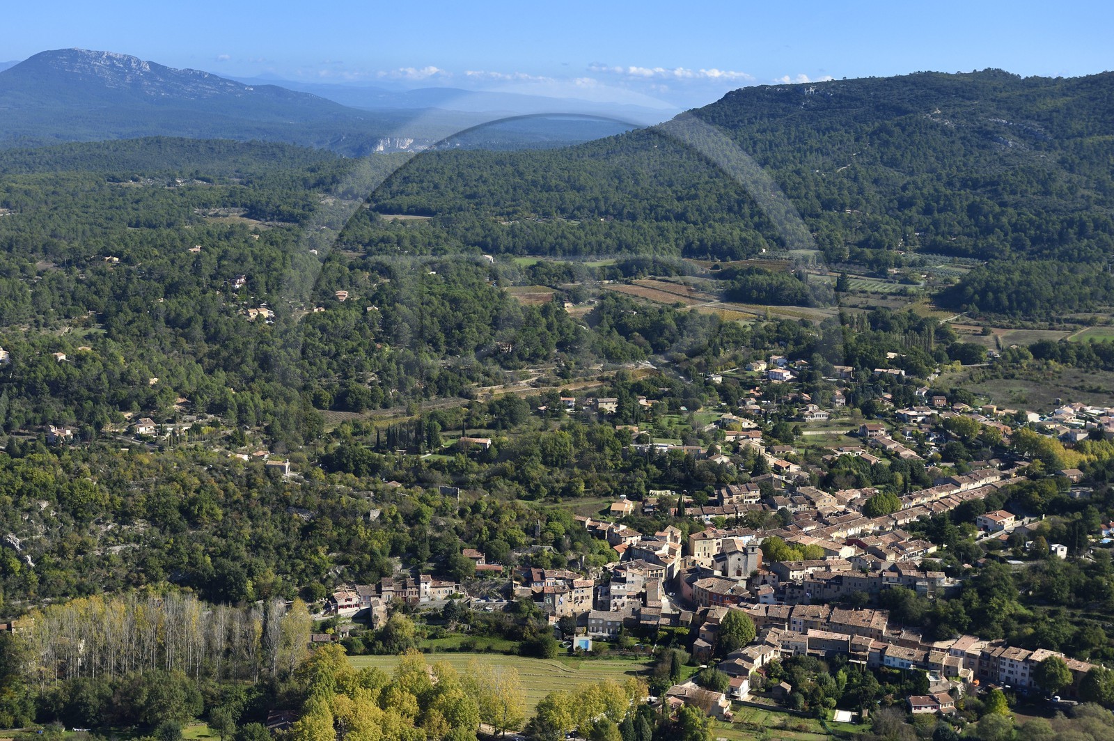 France, Var, Provence Verte (Green Provence), village of Bras next to Saint Maximin (aerial view)