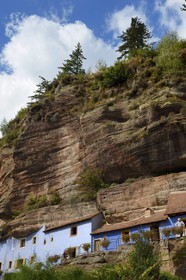 France, Bas-Rhin (67), parc régional des Vosges du nord, Eschbourg, Maisons des Rochers de Graufthal, habitations semi-troglodytiques du XVIIIe siècle et habitées jusqu'en 1958