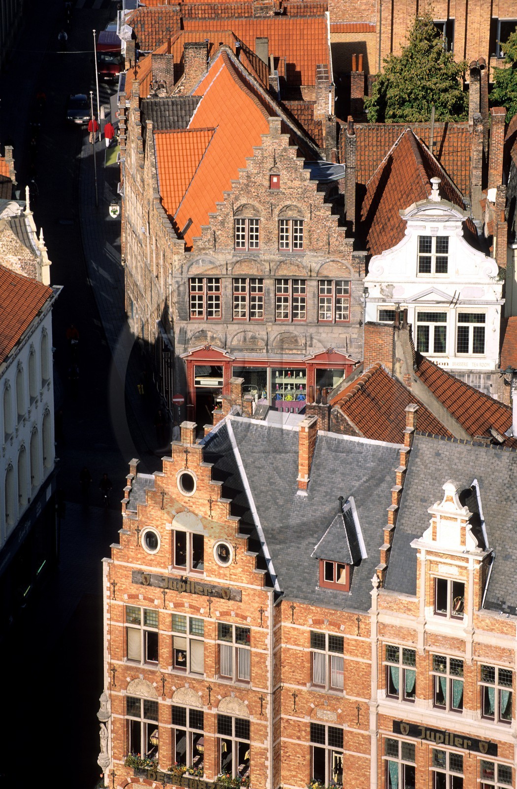 Belgium, West Flanders, Bruges (Brugge), frontage of a houses with gables called huidenvettershuis next to the Grand' place (Markt)