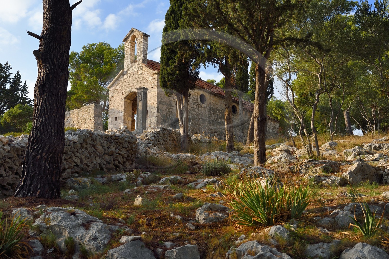 Croatia, Dalmatia, Dalmatian coast, Island of Hvar, the town of Hvar, church of Our Lady of Kruvenica on the hill