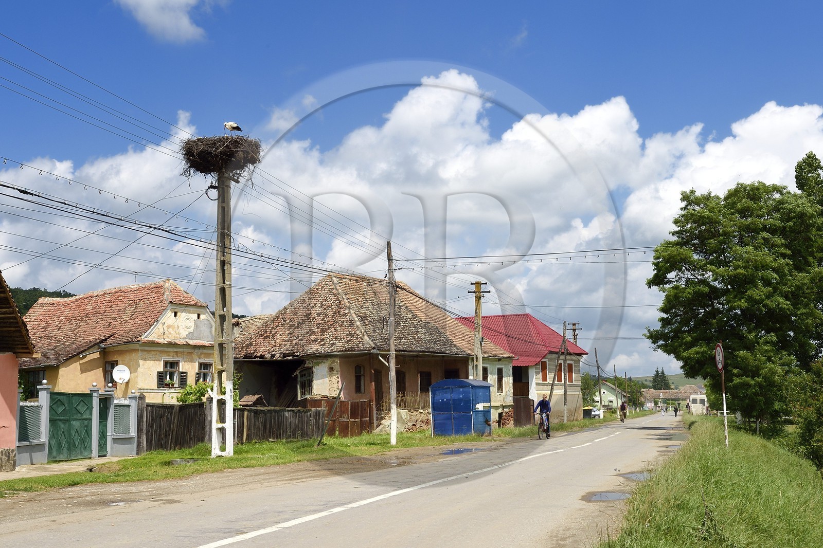 Romania, Transylvania, Sighisoara region, Bradeni Main Street