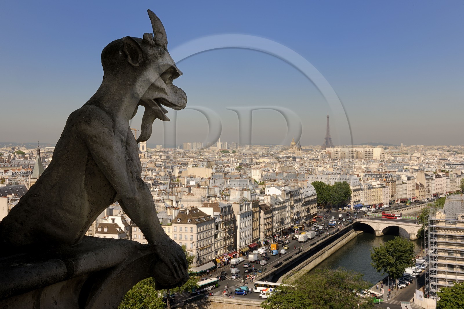 France, Paris (75), île de la Cité, la cathédrale Notre-Dame, les chimères observent la ville