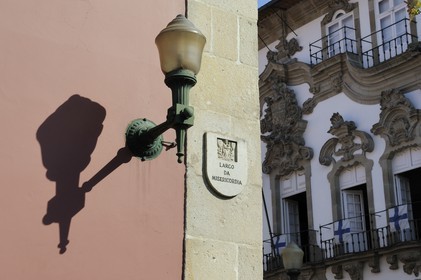 Portugal, Minho region, Guimaraes, town listed as World Heritage by UNESCO, street sign