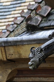 France, Côte-d'Or (21), Hospice de Beaune, tuiles colorées et détail de le toiture