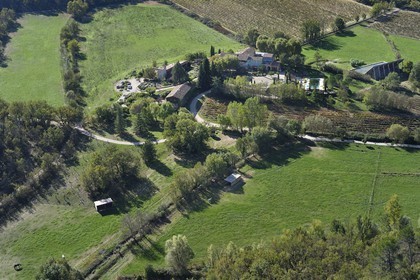 France, Var, Provence Verte (Green Provence), Bras village next to Saint Maximin, Le Peyrourier - une campagne en Provence Bed and Breakfast (aerial view)