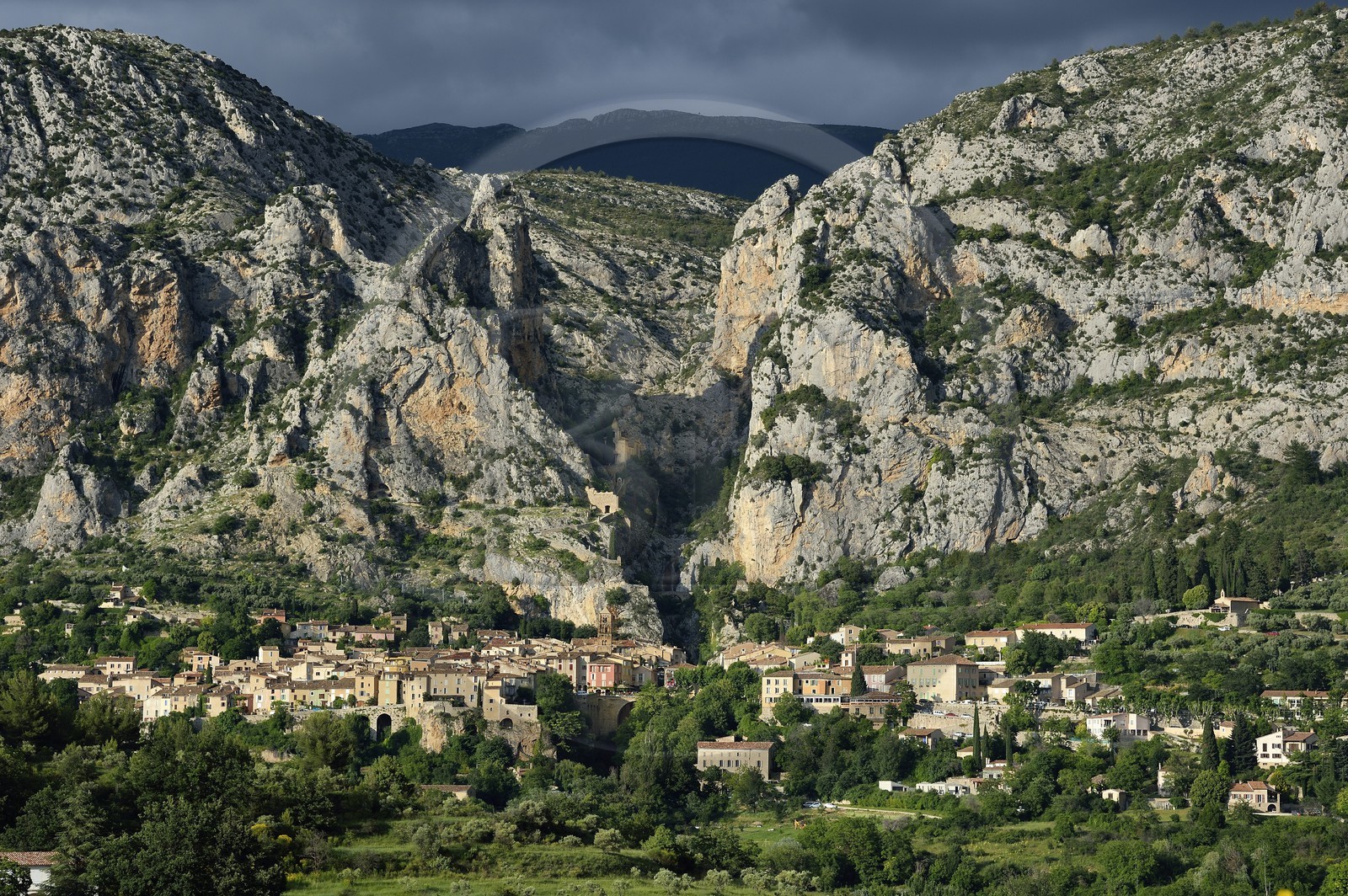 France, Alpes de Haute Provence, Parc Naturel Régional du Verdon, village of Moustiers Sainte Marie, labelled Les Plus Beaux Villages de France (The Most Beautiful Villages of France)