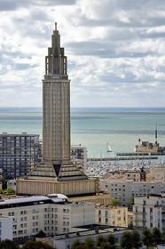 France, Seine-Maritime (76), Le Havre, Centre-ville reconstruit du Havre par Auguste Perret classé Patrimoine Mondial de l'UNESCO, la Tour Lanterne de l'église Saint-Joseph