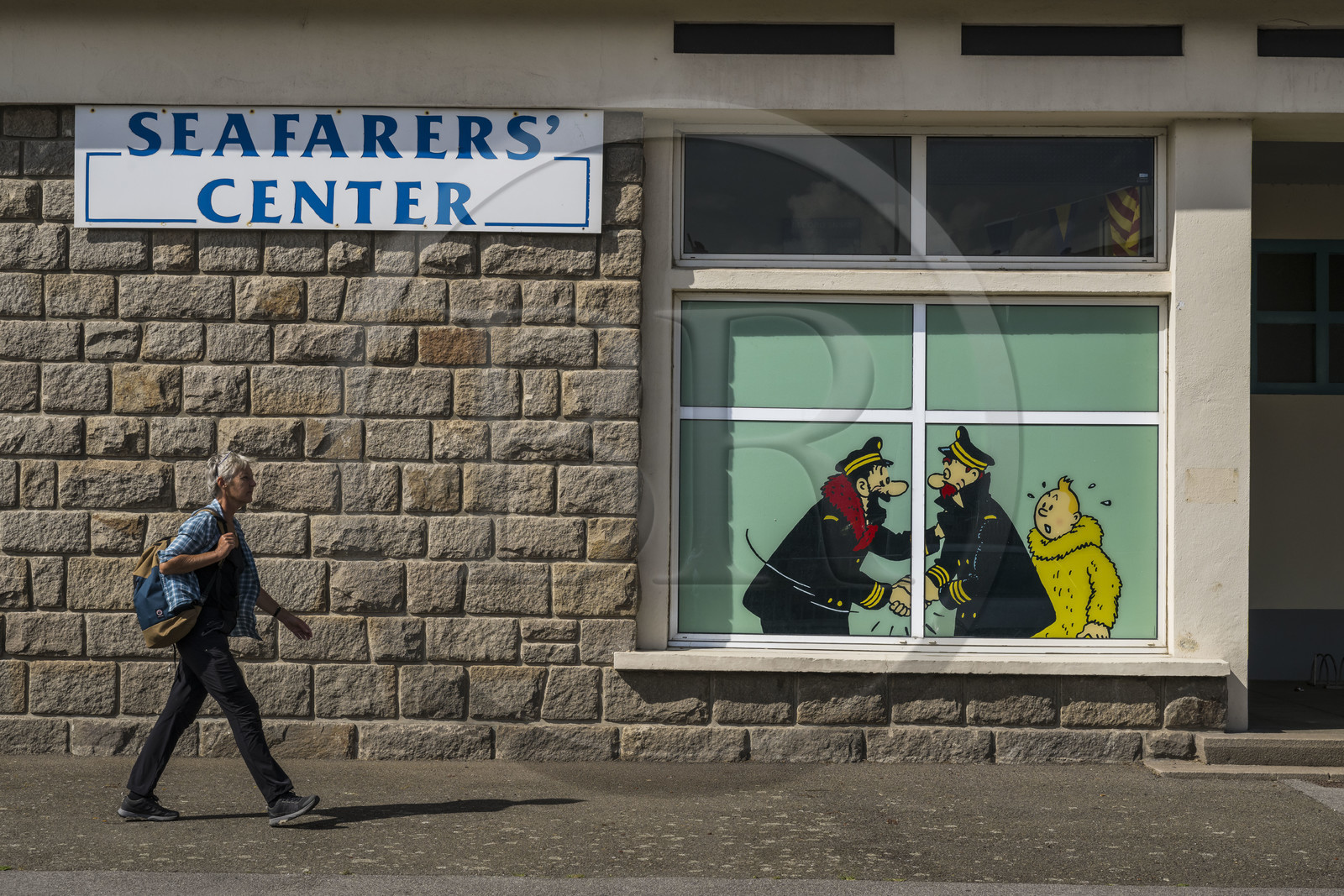 France, Loire-Atlantique (44), Saint-Nazaire, Seafarers' center, accueil des marins en escale avec une reproduction d'un dessin de Hergé