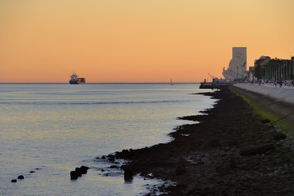 Portugal, Lisbon, Belem District, Padrao dos Descobrimentos (Monument to the Discoveries) dated 1960 at the mouth of the Tagus River