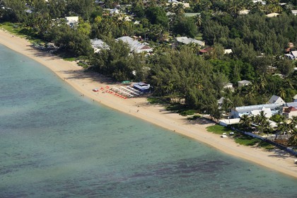 France, île de la Réunion, la Cote Ouest, le lagon de Saint-Gilles-Les-Bains, l'Ermitage-les-Bains (vue aérienne)