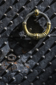 Italy, Liguria, Genoa, Rolli Palace listed as World Heritage by UNESCO, the palazzo Interiano Pallavicino built in 1567, the knocker of the main door in Piazza delle Fontane Marose