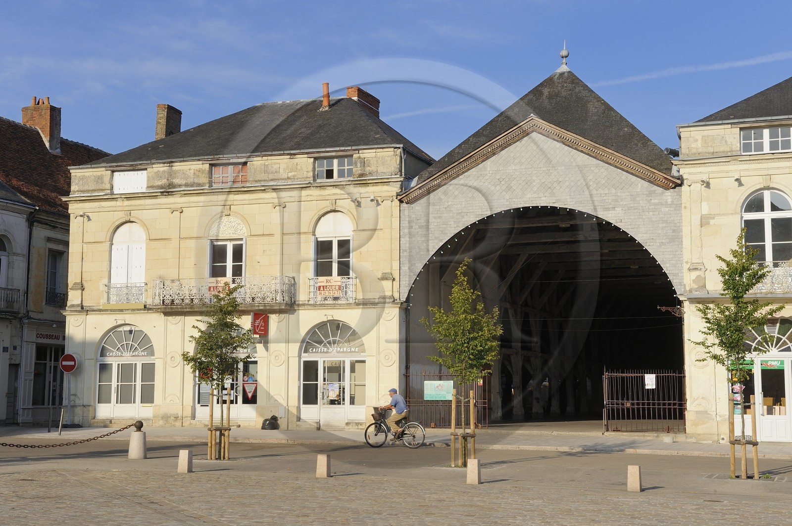 France, Indre-et-Loire (37), ville de Richelieu, place du marché, les Halles