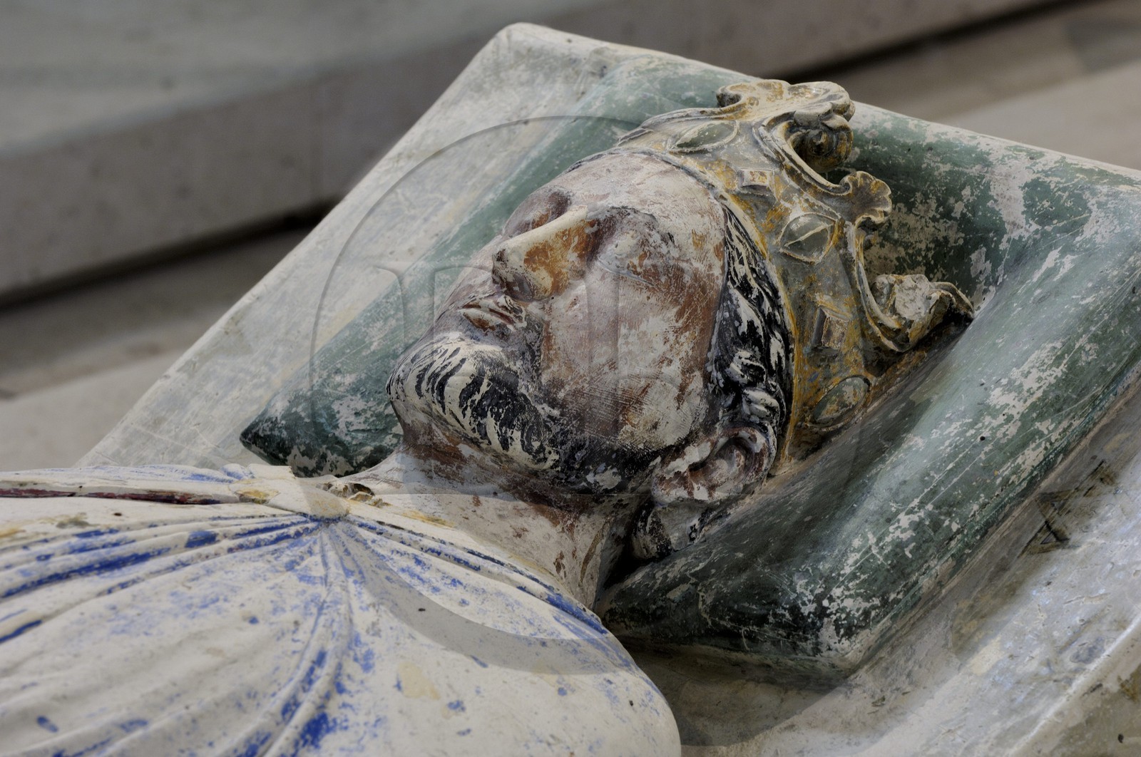 France, Maine et Loire (49), Vallée de la Loire classée Patrimoine Mondial de l' UNESCO, Fontevraud-l'Abbaye, abbaye de Fontevraud, l'église abbatiale, gisants polychromes des Plantagenêts, Richard Coeur de Lion