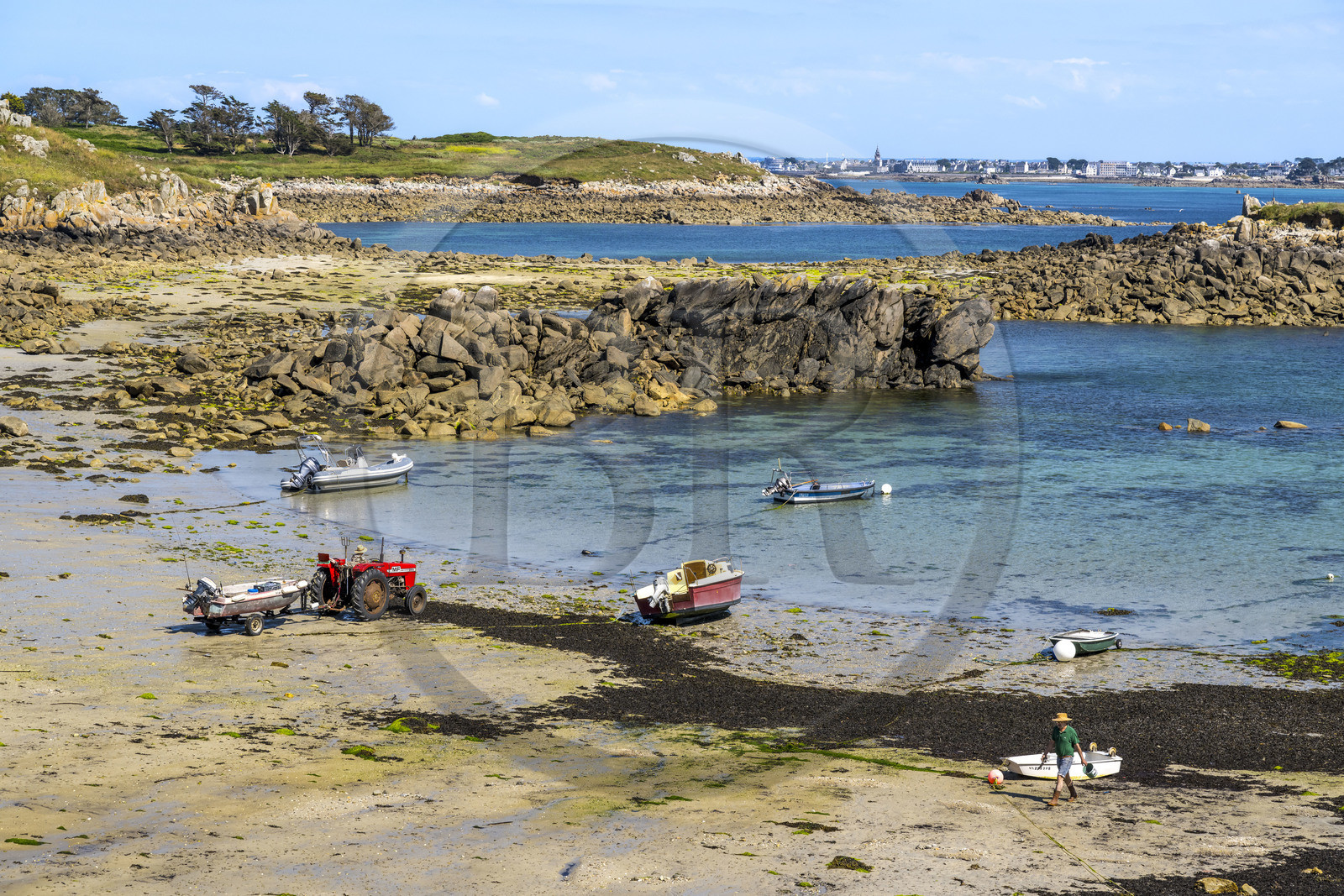 France, Finistère (29), Iles du Ponant, Ile de Batz, la plage de Porz Reter à marée basse