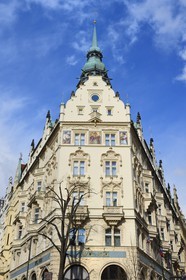 République Tchèque, Prague, centre historique classé Patrimoine Mondial de l' UNESCO, quartier de Stare Mesto, la facade de l’hôtel Pariz de style Art Nouveau