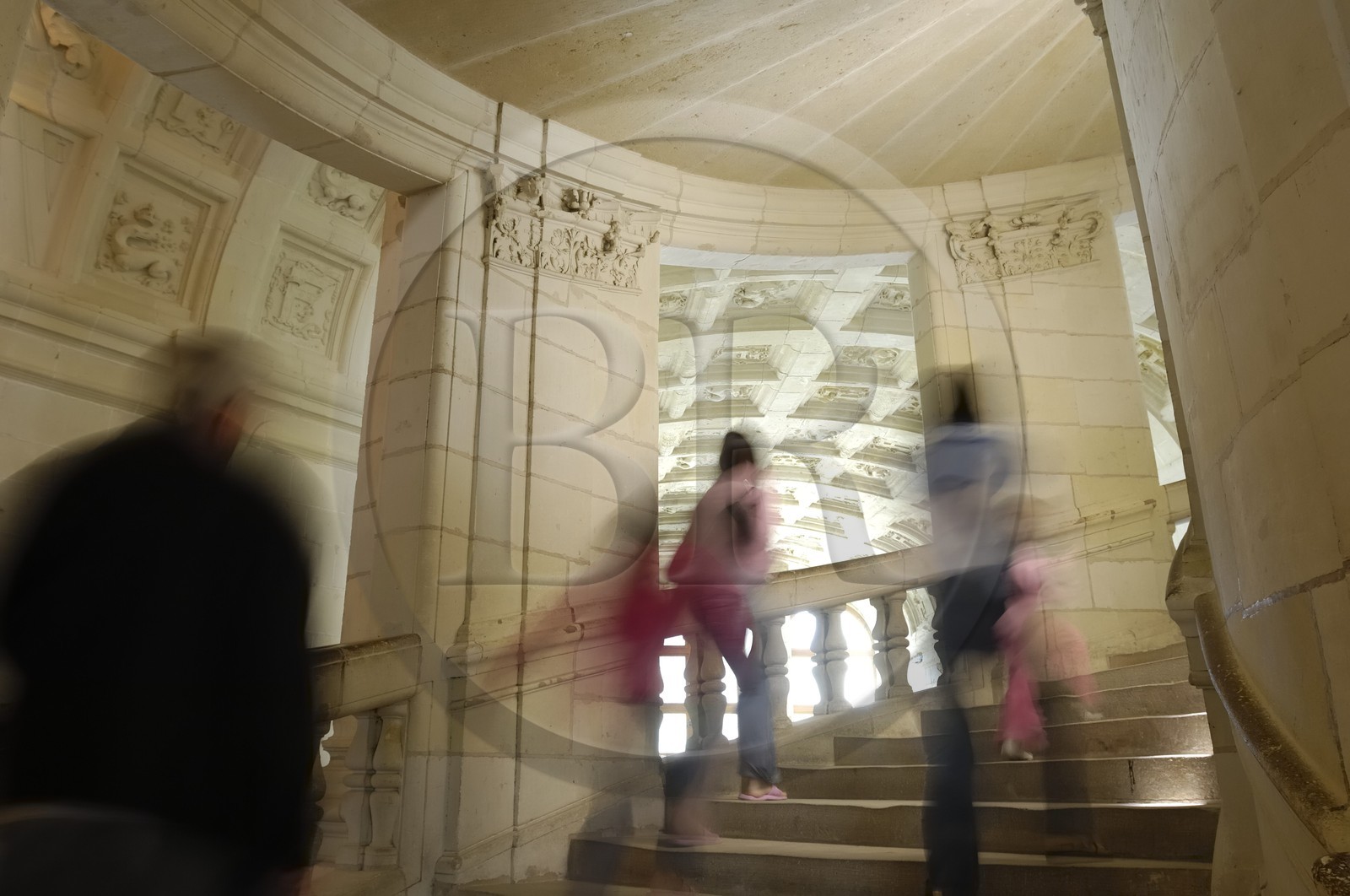 France, Loir et Cher (41), Vallée de la Loire classée Patrimoine Mondial de l' UNESCO, château de Chambord, l'escalier à double révolution attribué à Léonard de Vinci