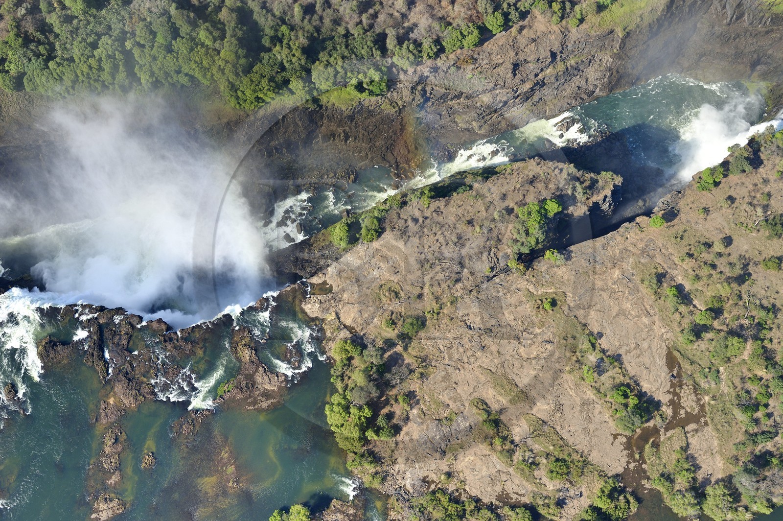 Zimbabwe, Matabeleland North Province,  Zambesi River, the Victoria Falls, listed as World Heritage by UNESCO (aerial view)