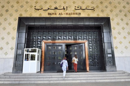 Morocco, Casablanca, banque Al Magrib on Mohammed V square at the corner of avenue Hassan II, architect Edmond Brion (1937)