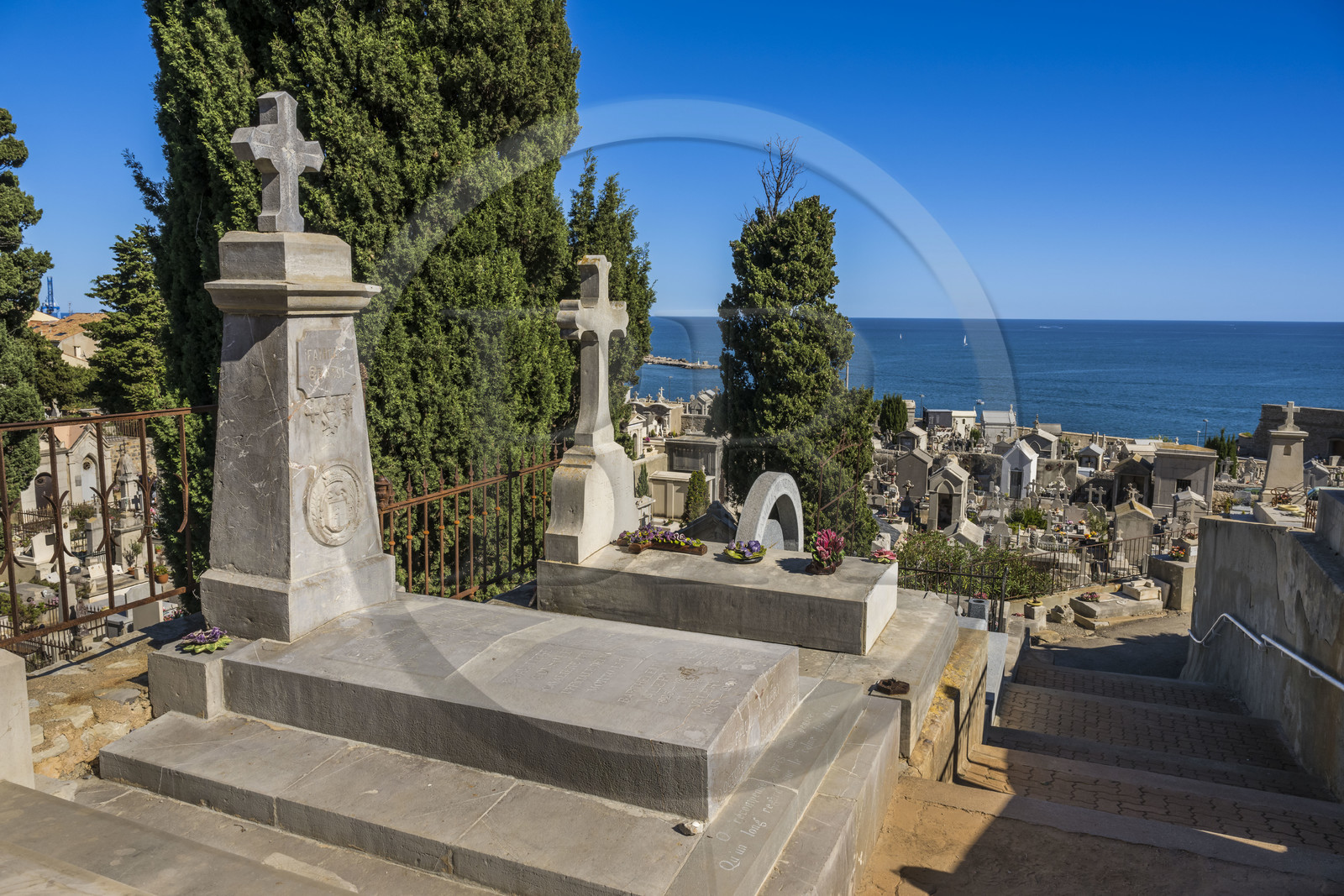 France, Hérault (34), Sète, Cimetière Saint-Charles dit cimetière Marin, tombe de Paul Valéry