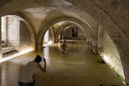 Espagne, Andalousie, Séville, Alcazar de Séville (Reales Alcazares de Sevilla), classé Patrimoine Mondial de l'UNESCO, caves voutées sous le Palais mudéjar ou de Pierre Ier