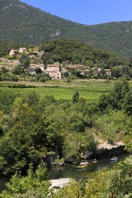 France, Herault, Orb river valley at Vieussan, kayaking the river Orb