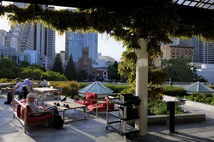 Etats-Unis, Californie, San Francisco, salon de thé des Yerba Buena Gardens dans le quartier de South Of Market