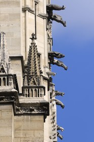 France, Paris, ile de la Cité, the Sainte Chapelle (the Holy Chapel), gargoyles of the facade