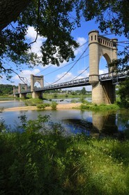 France, Indre et Loire, Loire Valley listed as World Heritage by UNESCO, Langeais, suspension bridge over Loire River