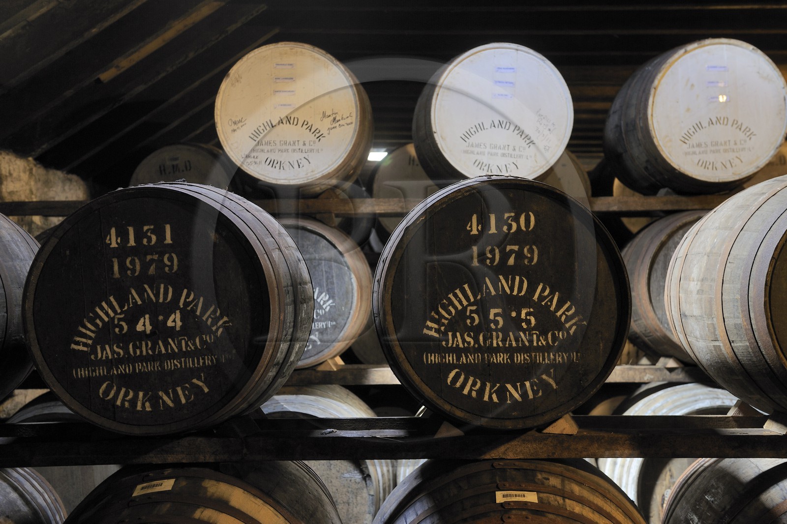 United Kingdom, Scotland, Orkney Islands, Kirkwall,  Highland Park whisky distillery, storage of the barrels for the maturing of Whisky