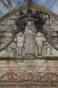 France, Finistere, Guimiliau, statues under the south porch of the church in the Parish close (enclos paroissial)