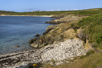 France, Finistère (29), Mer d'Iroise, Ile d'Ouessant, Baie de Lampaul, Porz Goret  sur la cote Sud