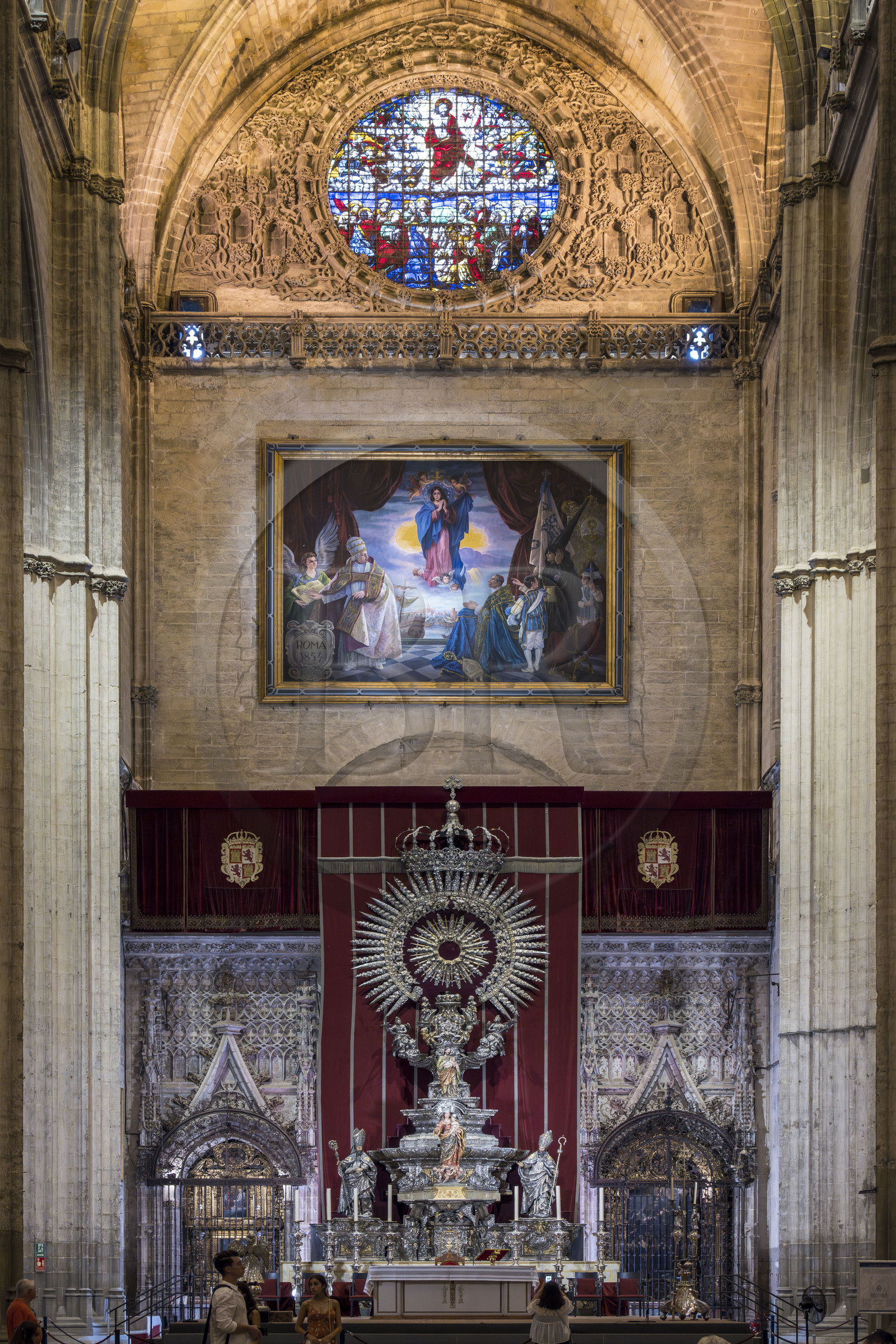 Spain, Andalusia, Seville, the cathedral, listed as World Heritage by UNESCO, the Altar de Plata by Juan Laureano de Pina and Don Manuel Guerrero