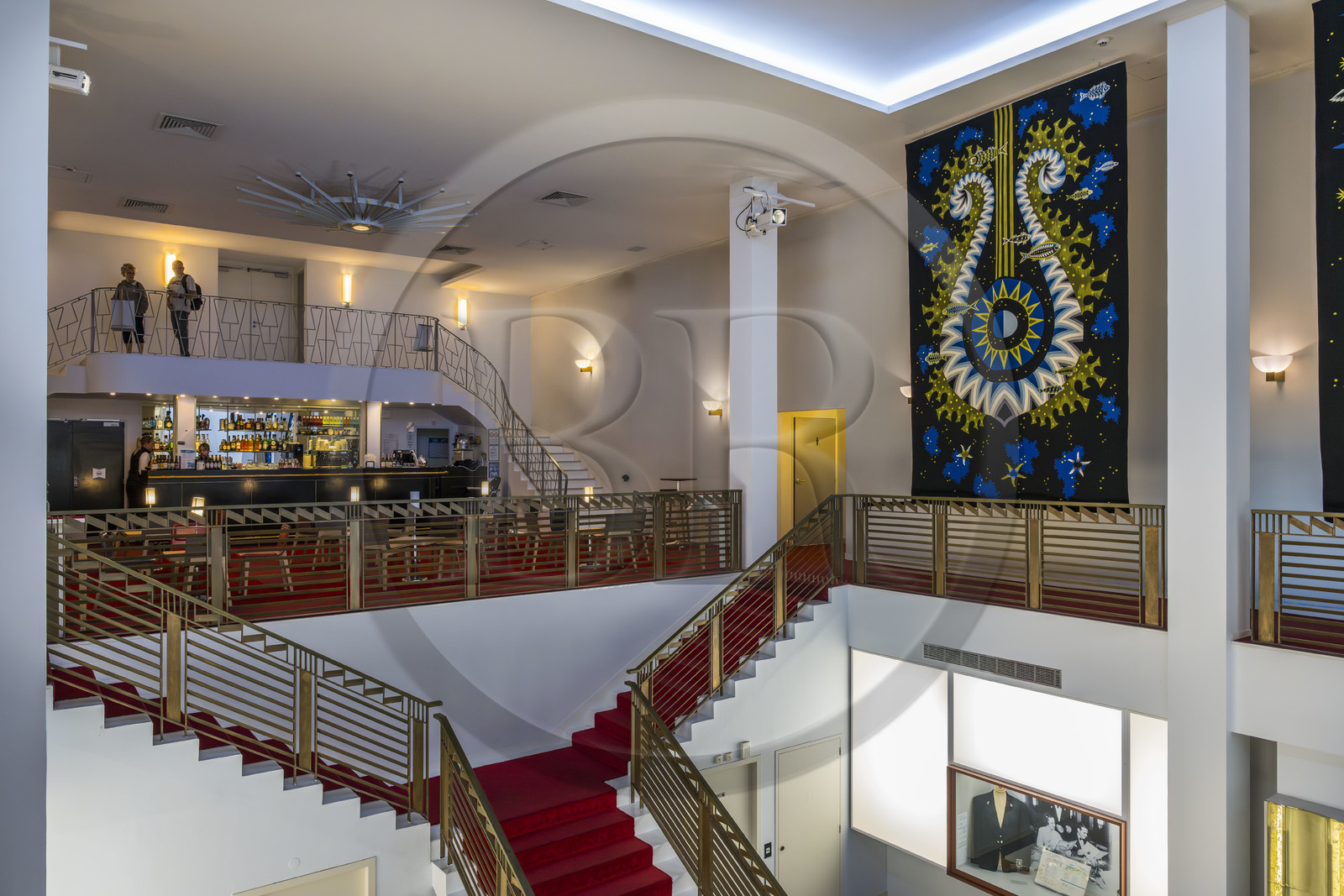 France, Loire-Atlantique (44), Saint-Nazaire, l'Escal'Atlantic dans l'ancienne base sous-marine allemande fait revivre le monde des transatlantiques, reconstitution du salon fumoir des 1re classe