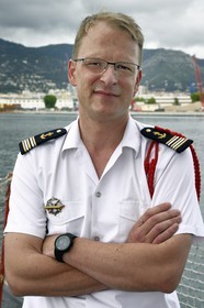 France, Var (83), Toulon, la base navale (Arsenal), le capitaine de frégate Nicolas Faure, commandant du sous-marin nucléaire d’attaque (SNA) Casabianca (de type Rubis)