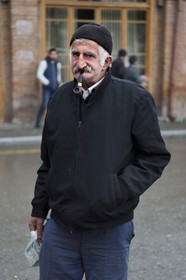 Azerbaijan, Shaki, pipe smoker