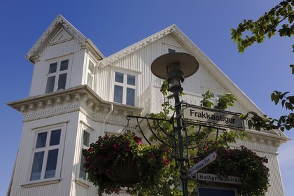 Islande, Reykjavik, maison en bois et tole ondulée de la vieille ville