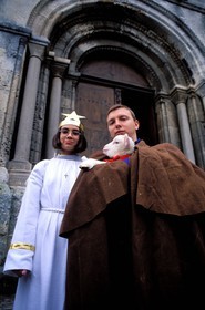 France, Bouches du Rhone, Les Baux de Provence village, labelled Les Plus Beaux Villages de France (The Most Beautiful Villages of France), Christmas celebrations, midnight mass