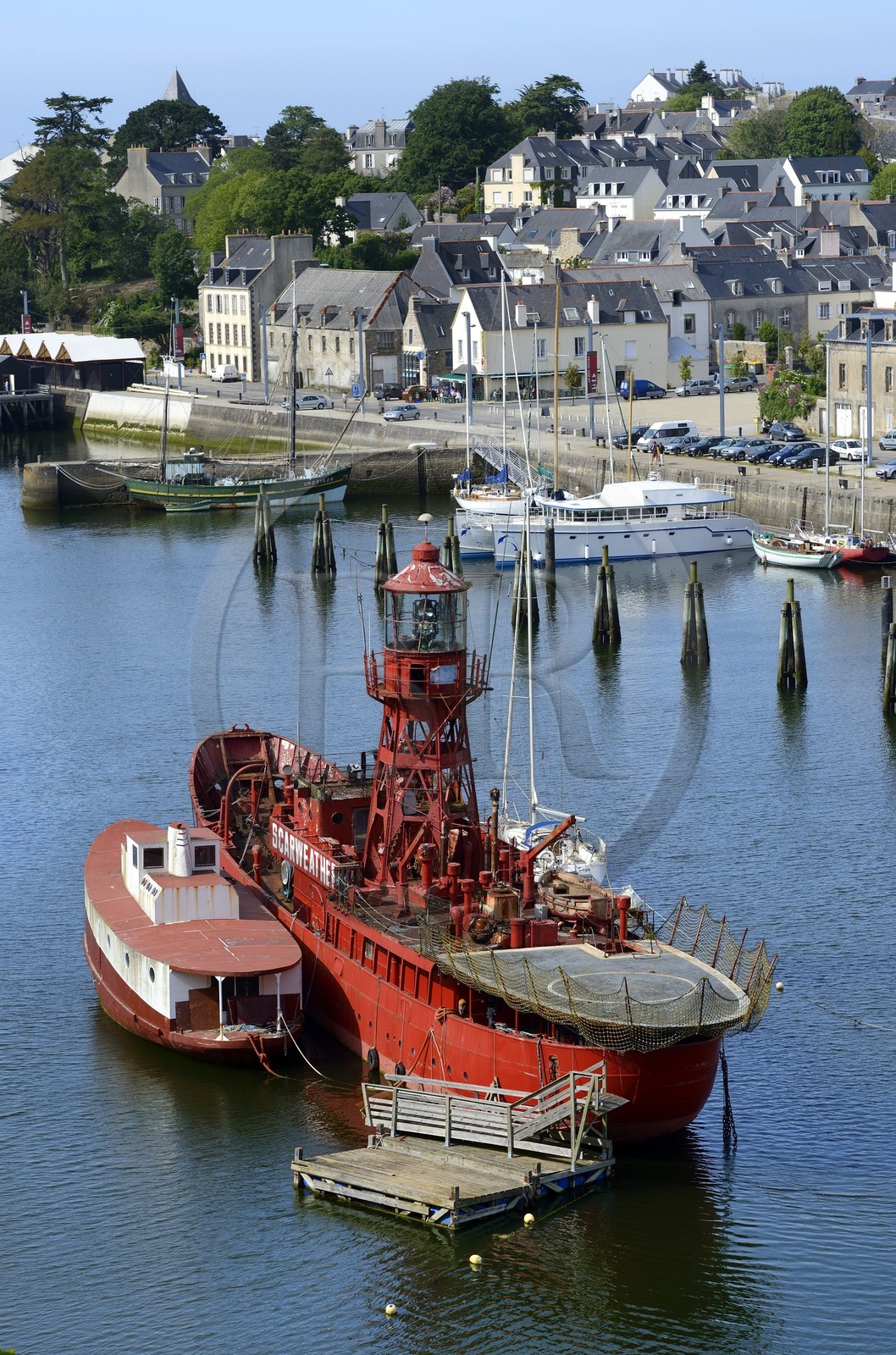 France, Finistere, Douarnenez town, the Maritime museum at Port Rhu and the lightship Scarweather