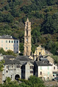 France, Haute-Corse (2B), Castagniccia, village de La Porta, l’église baroque Saint-Jean-Baptiste