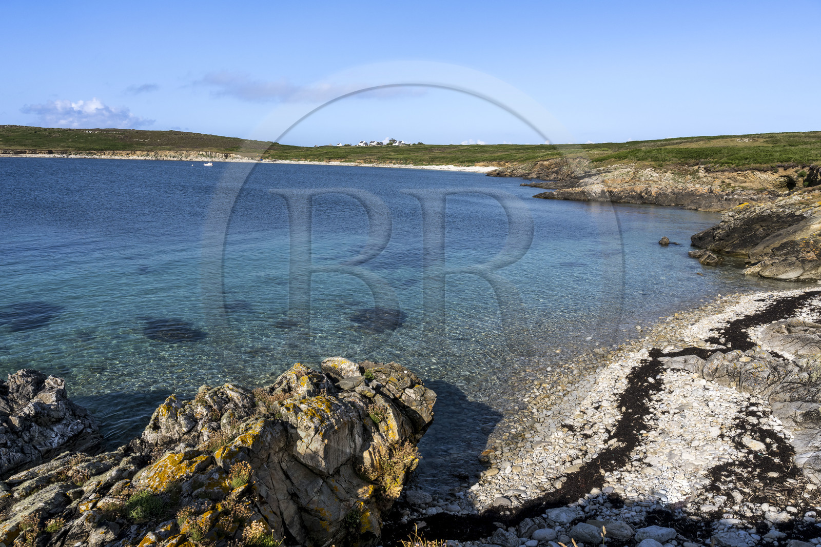 France, Finistère (29), Mer d'Iroise, Ile d'Ouessant, Baie de Lampaul, Porz Goret  sur la cote Sud