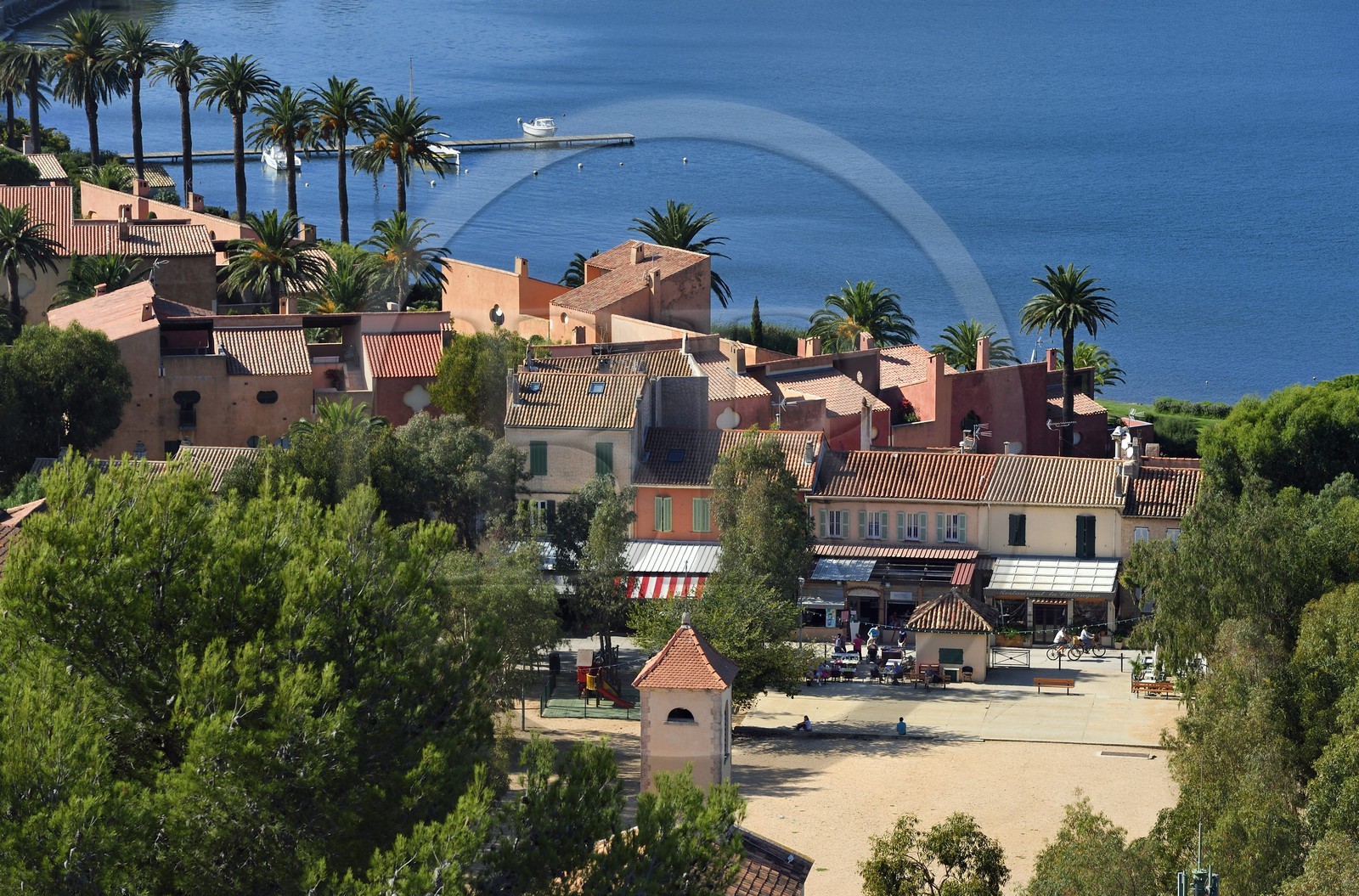 France, Var, Iles d'Hyeres, Parc National de Port Cros (National park of Port Cros), Porquerolles island, village of Porquerolles, St. Anne's Church on the Place d'Armes