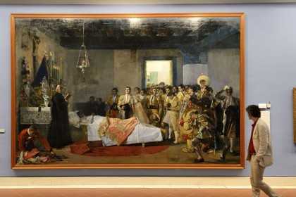 Spain, Andalusia, Seville, Museum of Fine Arts, Death of the master (1913) by Jose Villegas Cordero