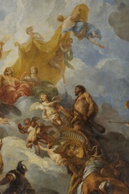 France, Yvelines (78), château de Versailles, classé Patrimoine Mondial de l'UNESCO, Salon d'Hercule, Hercule représenté sur la peinture du plafond