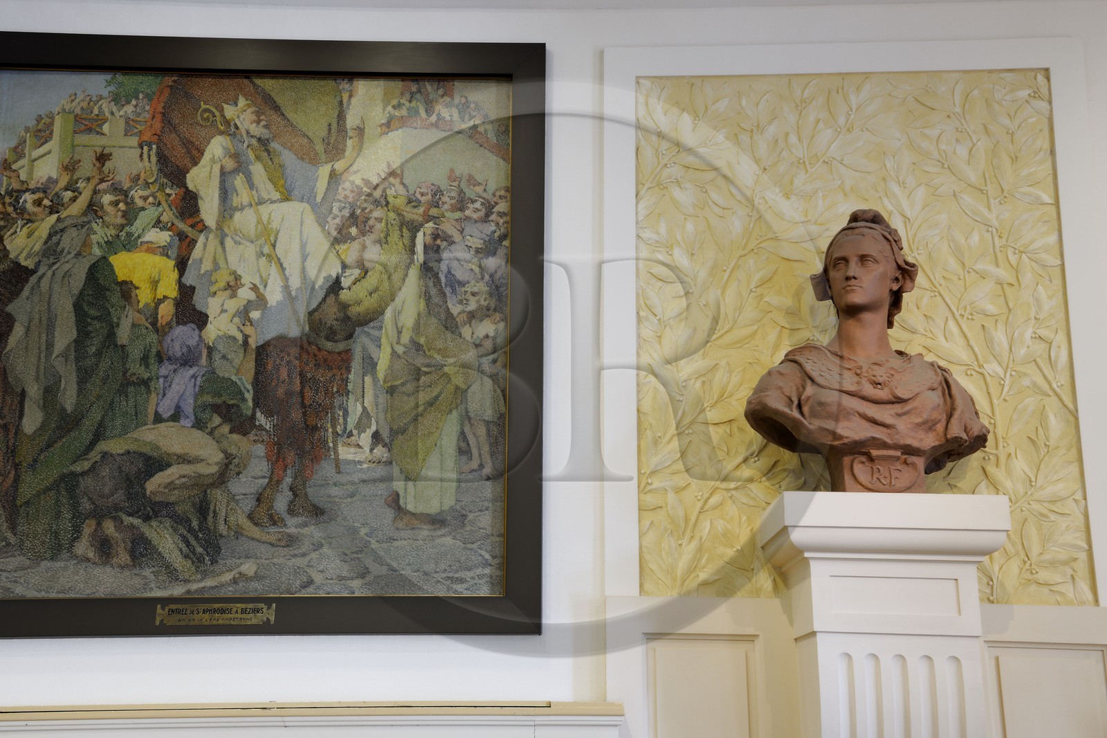 France, Herault, Beziers, city hall, fresco in the city Council Chambers