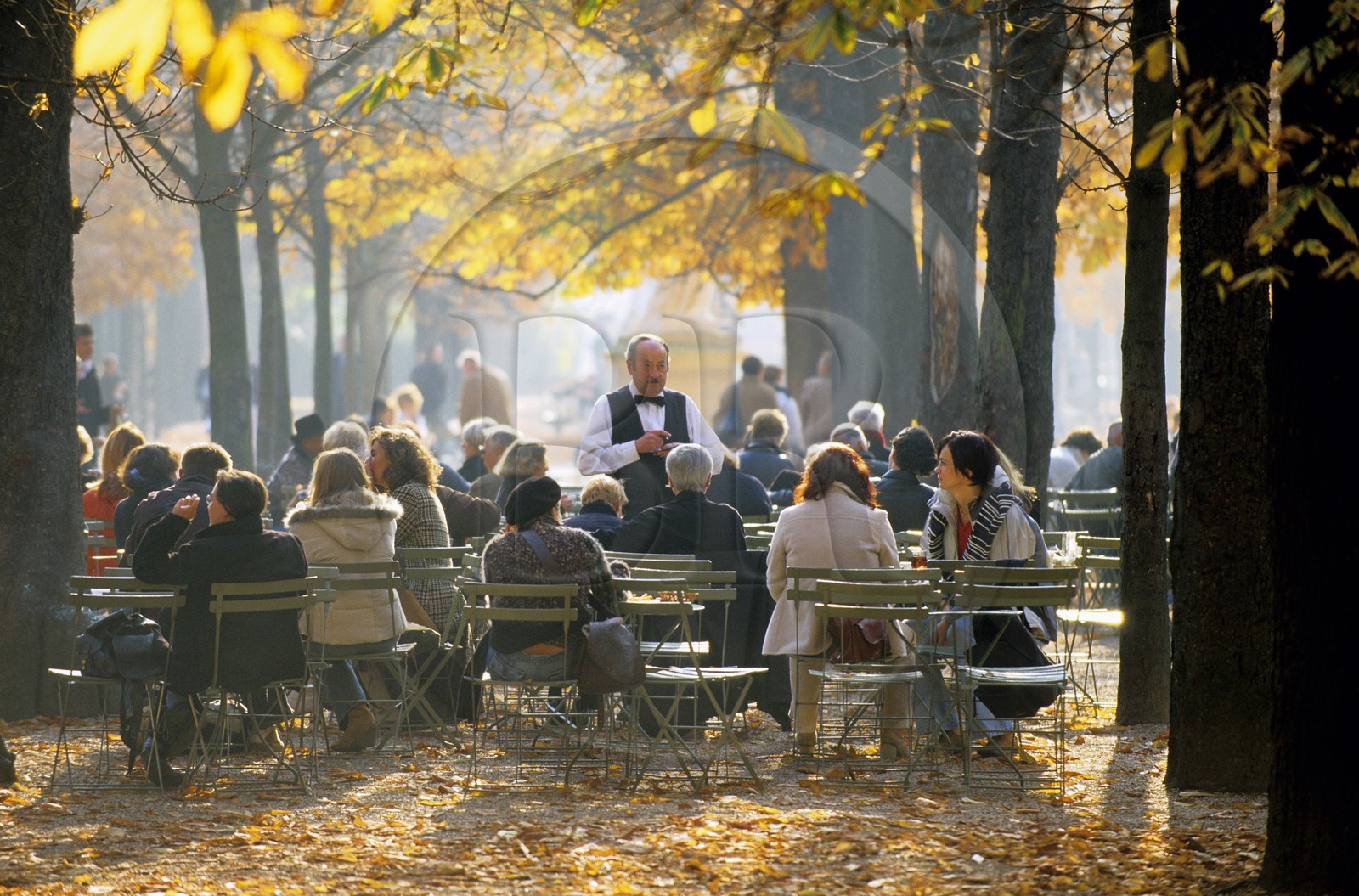 France, Paris (75), les jardin du Luxembourg, terrasse de café dans le parc