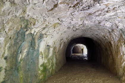 France, Alpes de Haute Provence, Parc Naturel Régional du Verdon, Rougon, Grand Canyon of Verdon, the Baou tunnel used by the Blanc-Martel trail on the GR4 along the Samson corridor